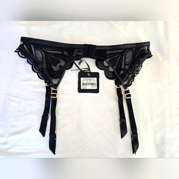 Honey Birdette Black Heart Suspender Size Large NWT - Picture 3 of 4